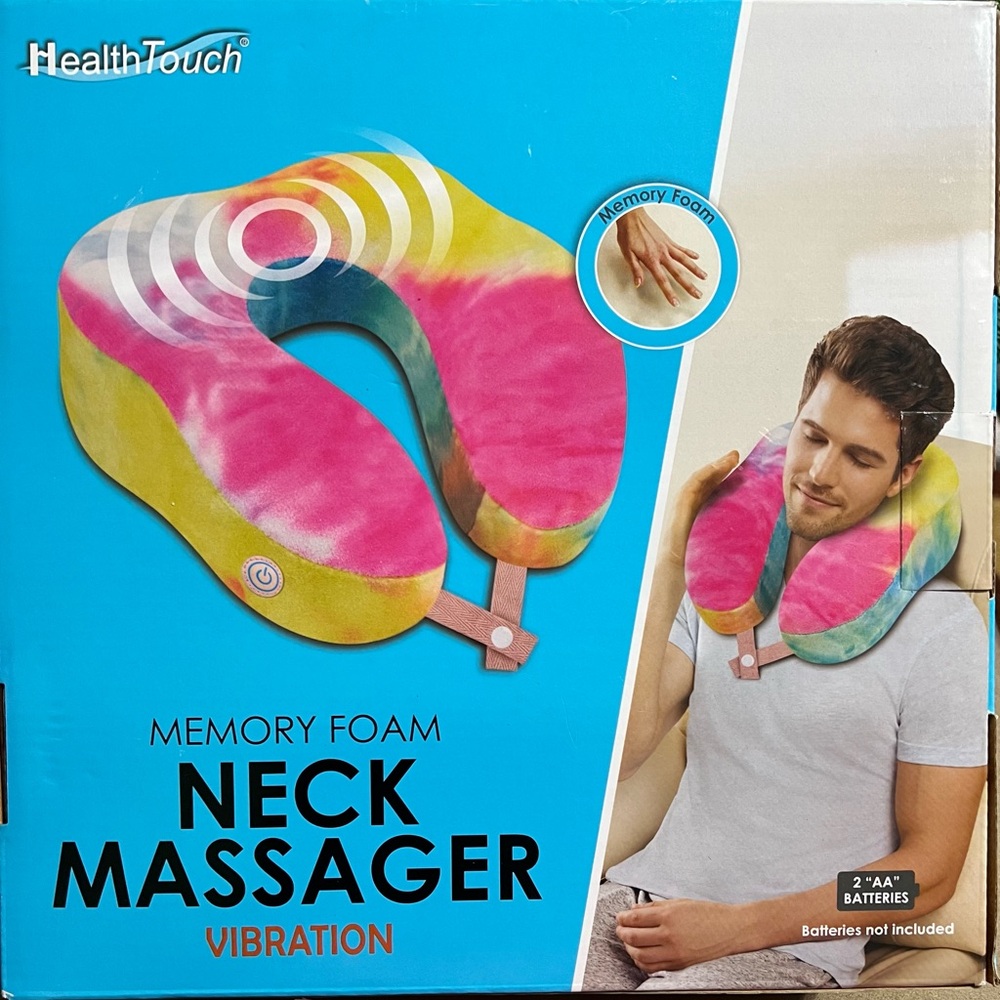 Health Touch Travel Vibrating Neck Massager Memory Foam NEW in BOX Batteries Req